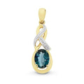 9Ct Gold London Blue Topaz & Diamond Pendant