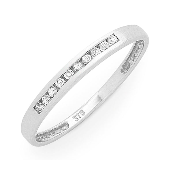 9Ct White Gold Diamond Channel Set Ring
