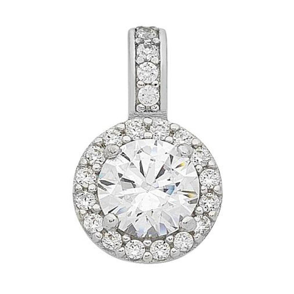 9Ct White Gold Cubic Zirconia Pendant