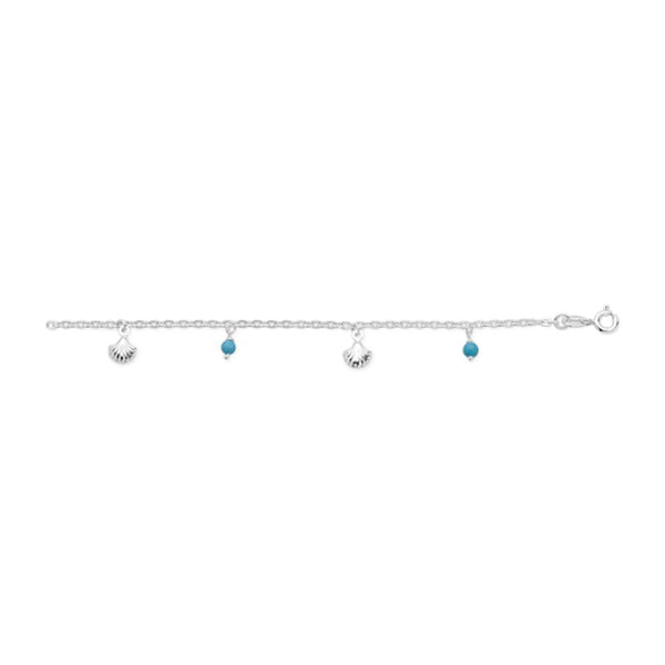 Sterling Silver Anklet With Turquoise