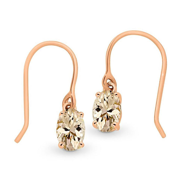 9Ct Rose Gold Morganite Drop Earrings