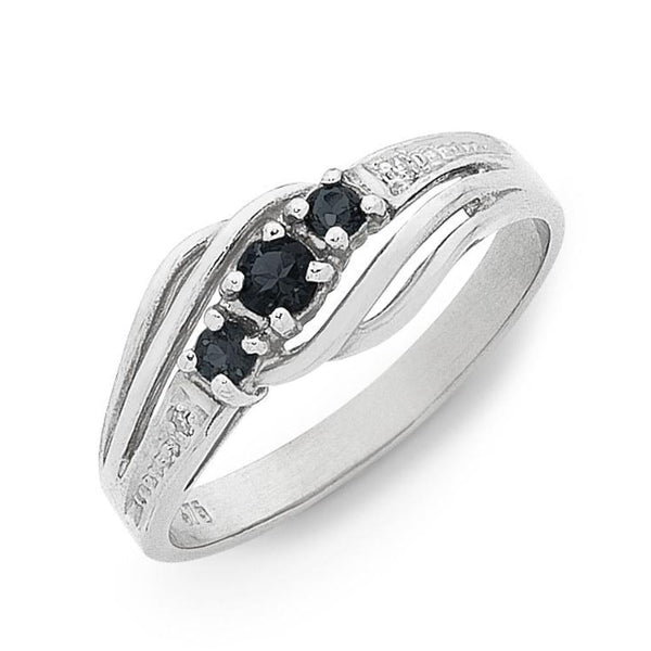 9Ct White Gold Natural Sapphire & Diamond Ring
