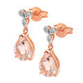 9ct rose gold morganite & diamond earrings
