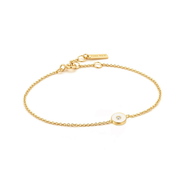 Ania Haie Optic White Enamel Disc Gold Bracelet