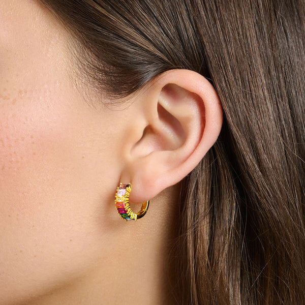 THOMAS SABO Hoop earrings colourful stones pavé gold