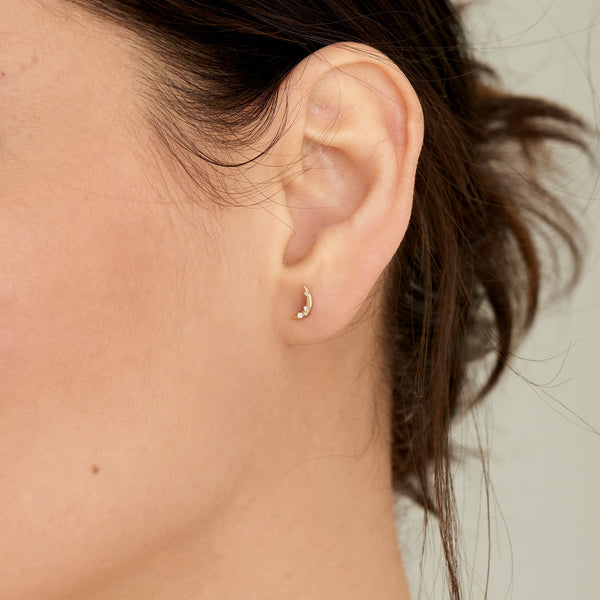 Ania Haie 14kt Gold Stargazer Natural Diamond Moon Stud Earrings