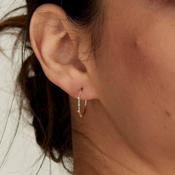 Ania Haie 14kt Gold Stargazer Natural Diamond Hoop Earrings