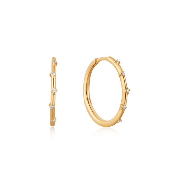 Ania Haie 14kt Gold Stargazer Natural Diamond Hoop Earrings