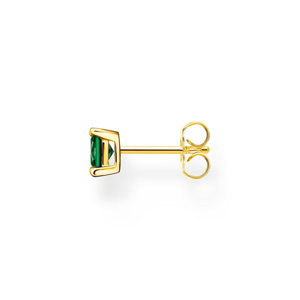 THOMAS SABO Single ear stud with green stone gold
