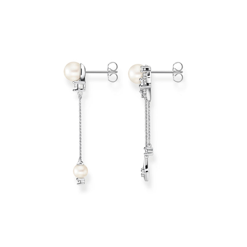 THOMAS SABO Earrings pearl with winter sun rays silver