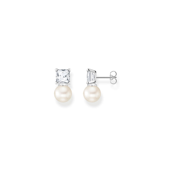 THOMAS SABO Ear studs pearl with white stone silver