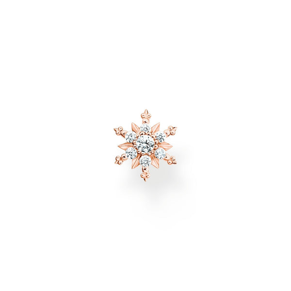 THOMAS SABO Single ear stud snowflake with white stones rose gold