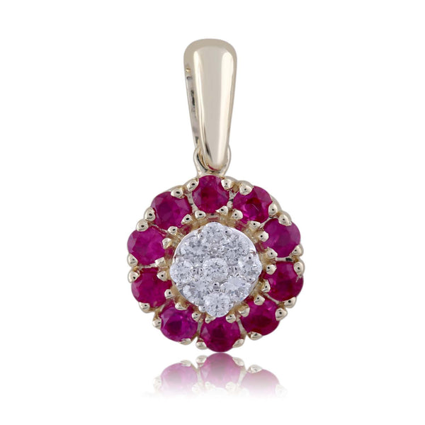 Ruby Pendant with 0.5ct Diamonds in 9K Yellow Gold
