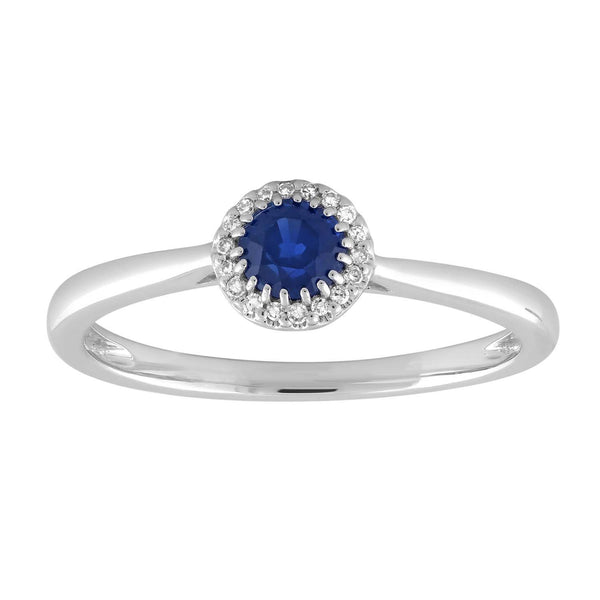 Sapphire Ring with 0.03ct Diamond in 9K White Gold