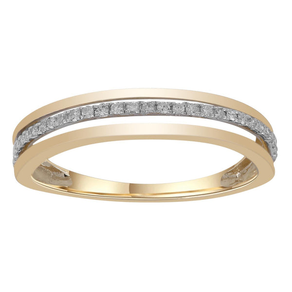 Band Ring with 0.1ct Diamonds in 9K Yellow Gold