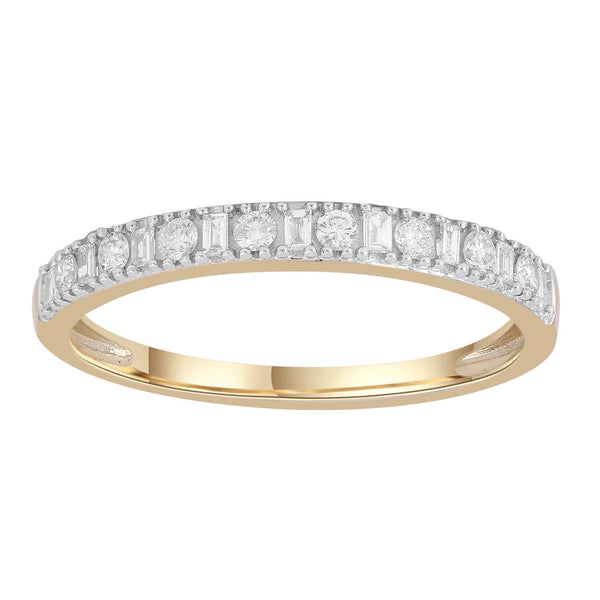 Band Ring with 0.2ct Diamonds in 9K Yellow Gold