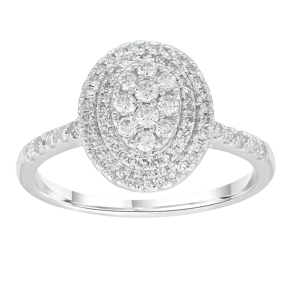 Cluster Ring with 0.5ct Diamonds in 9K White Gold