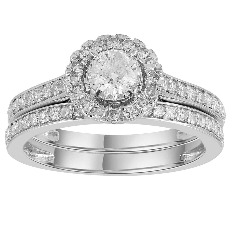 Engagement & Wedding Ring Set with 0.75ct Diamonds in 9K White Gold