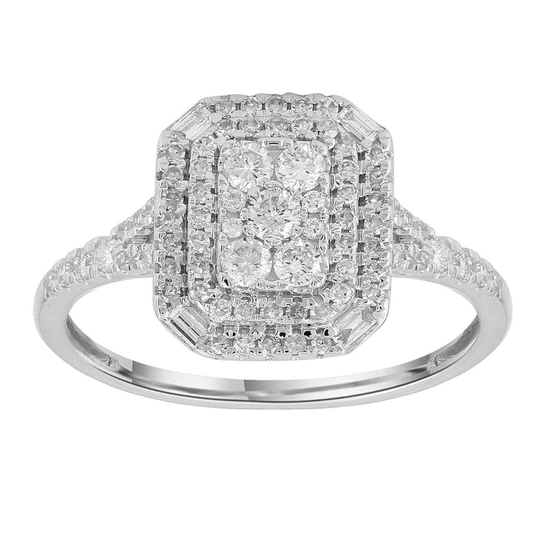 Cluster Ring with 0.5ct Diamonds in 9K White Gold