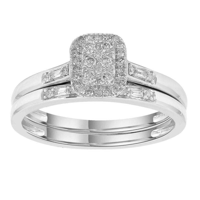 Engagement & Wedding Ring Set with 0.25ct Diamonds in 9K White Gold