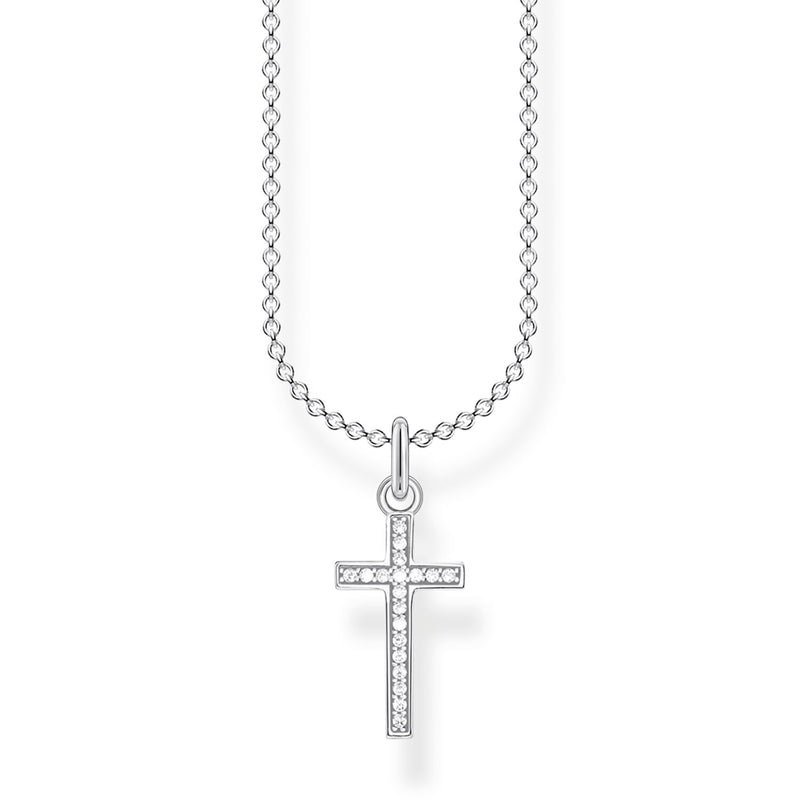 A designer Thomas Sabo sterling silver charm pendant necklace, with a total  of four charms. Length o