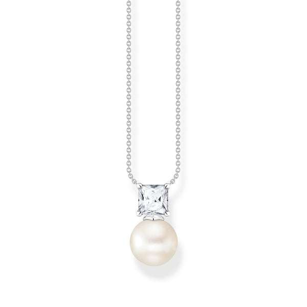 THOMAS SABO Necklace pearl with white stone silver