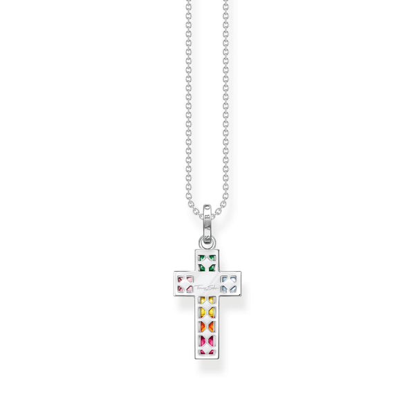 THOMAS SABO Necklace cross colourful stones silver