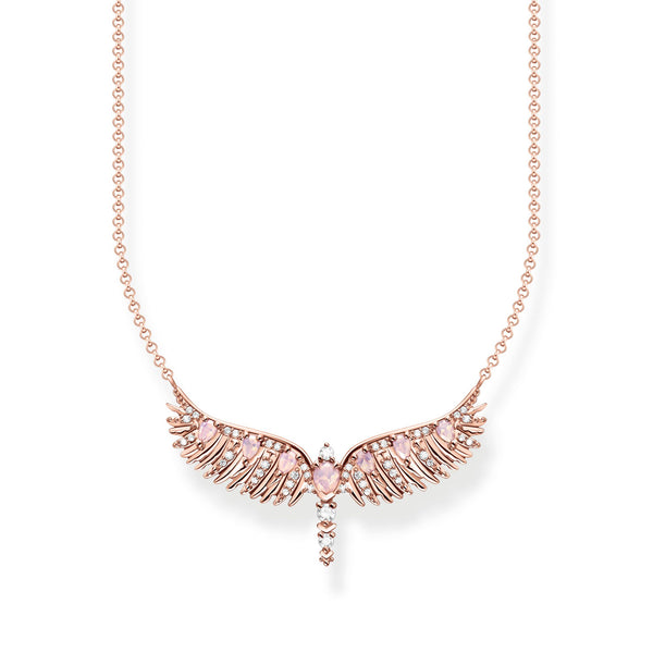 THOMAS SABO Necklace phoenix wing with pink stones rose gold