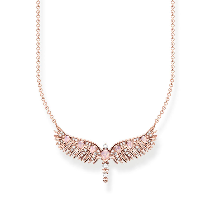 THOMAS SABO Necklace phoenix wing with pink stones rose gold