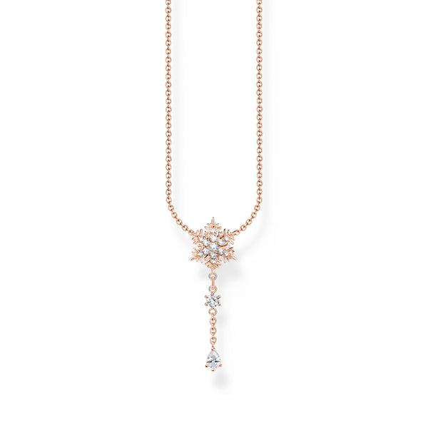 THOMAS SABO Necklace snowflake with white stones rose gold