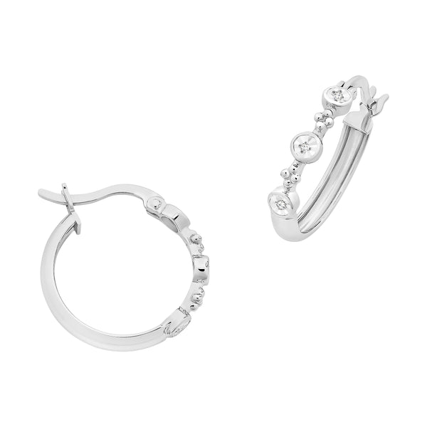 Sterling Silver Diamond Huggie Earrings