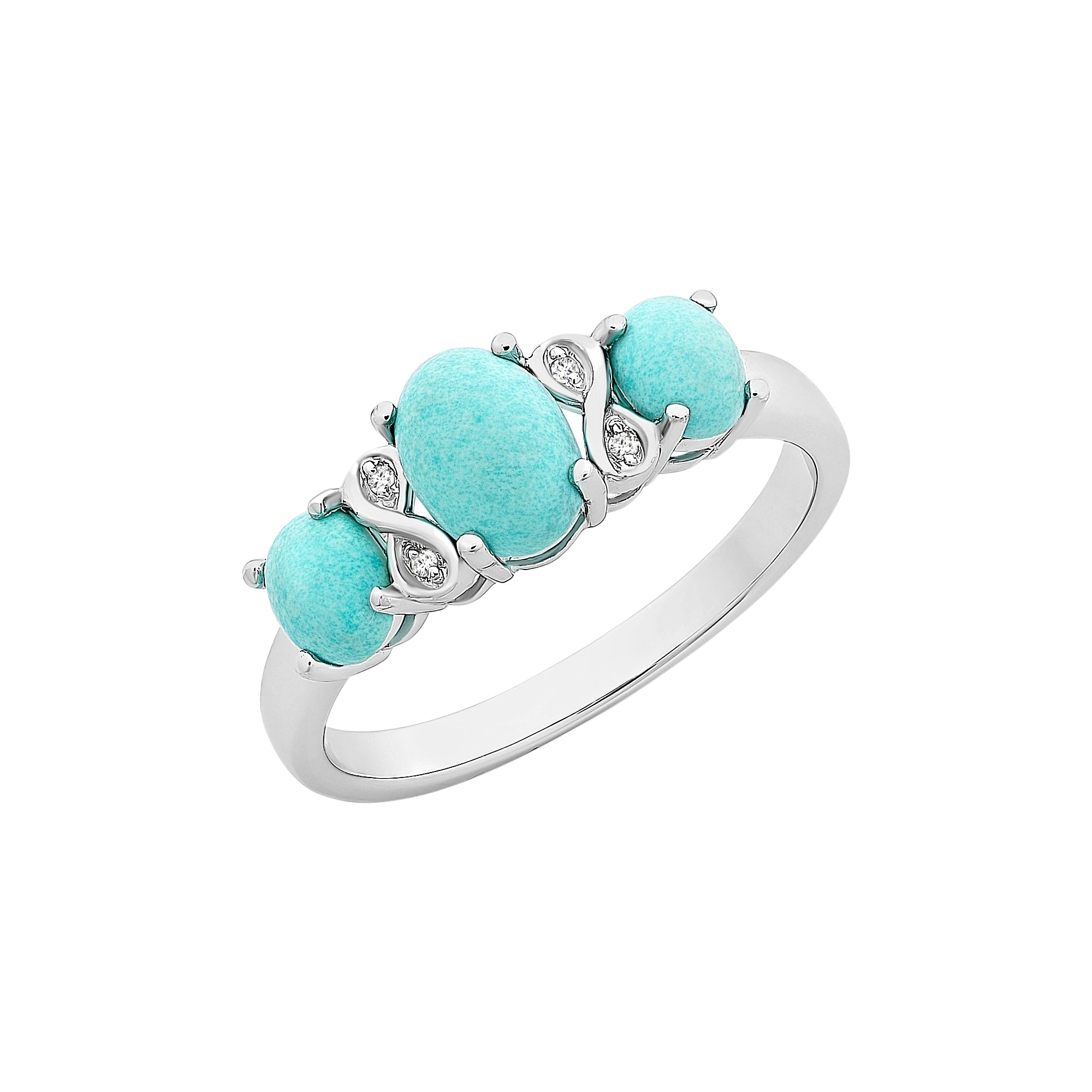 Sterling Silver Turquoise & Diamond Ring M3034