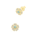 9ct Gold Created Opal & Cubic Zirconia Stud Earrings M3073