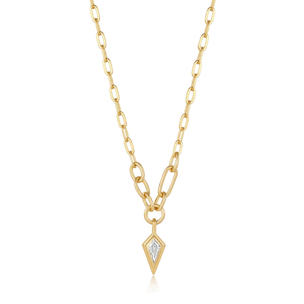 Ania Haie Gold Sparkle Drop Pendant Chunky Chain Necklace