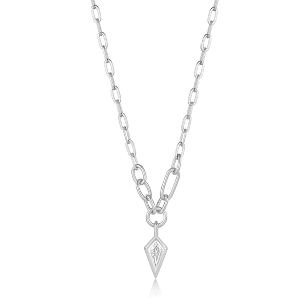 Ania Haie Silver Sparkle Drop Pendant Chunky Chain Necklace