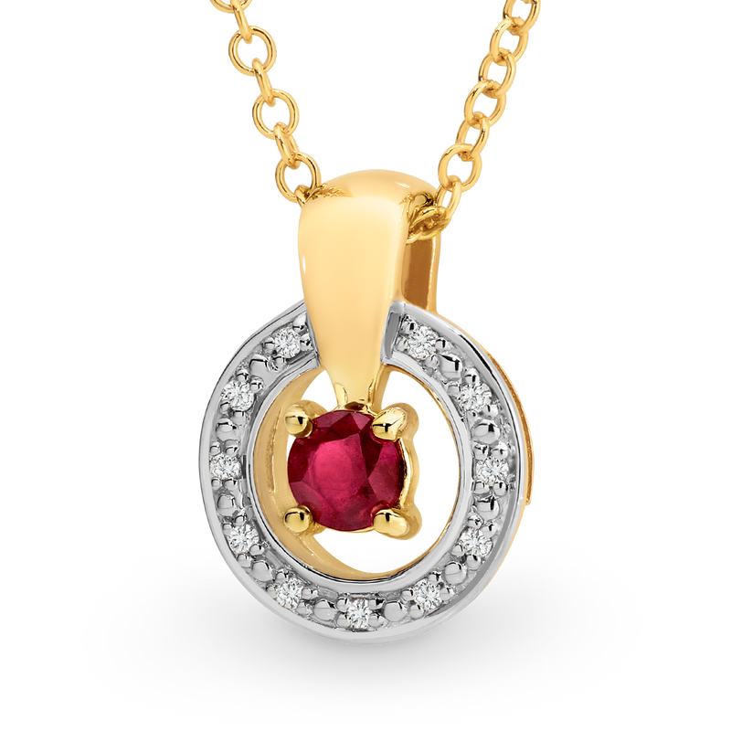 Ruby diamond pendant online set
