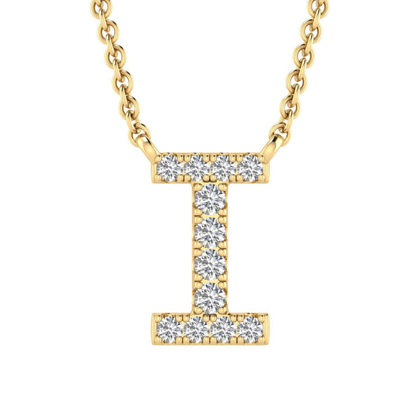 9ct Yellow Gold Diamond Initial 'I' Necklace