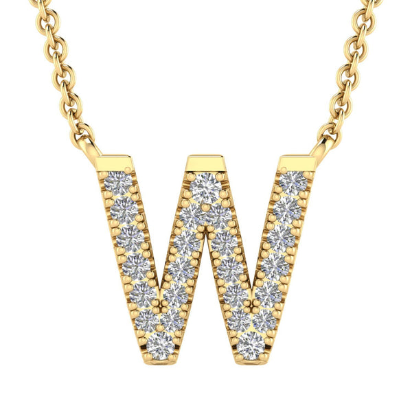9ct Yellow Gold Diamond Initial 'W' Necklace