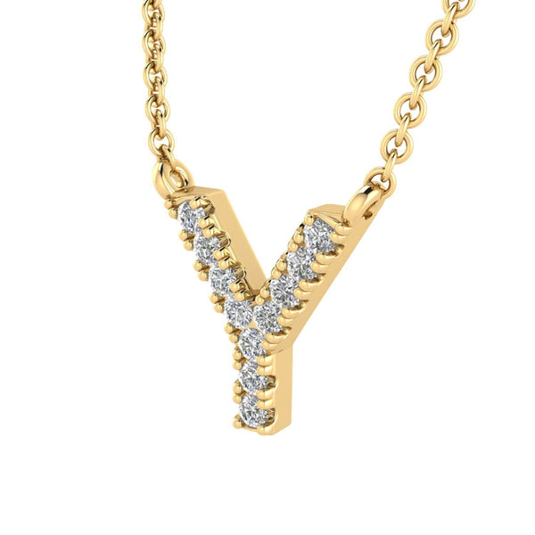 9ct Yellow Gold Diamond Initial 'Y' Necklace
