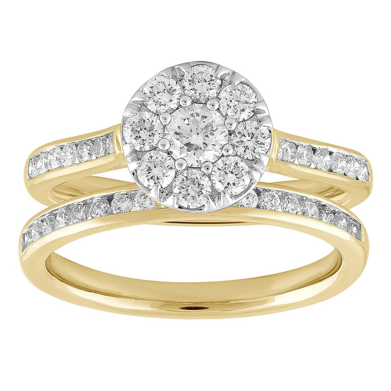 Ring Set with 1ct Diamond in 18K Yellow & White Gold