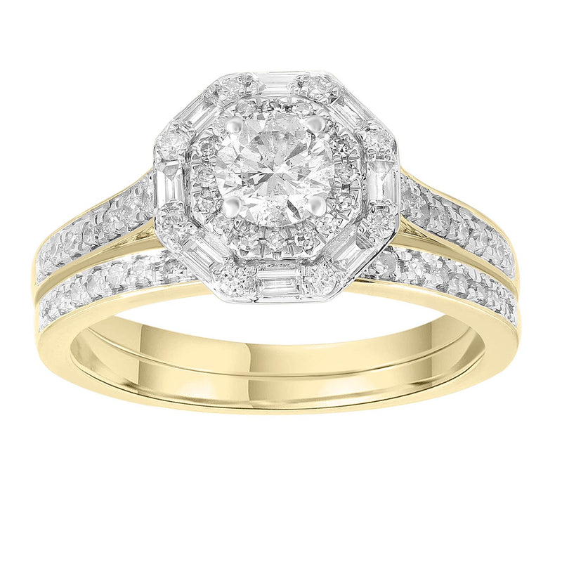 Engagement & Wedding Ring Set with 1ct Diamonds in 18K Yellow Gold