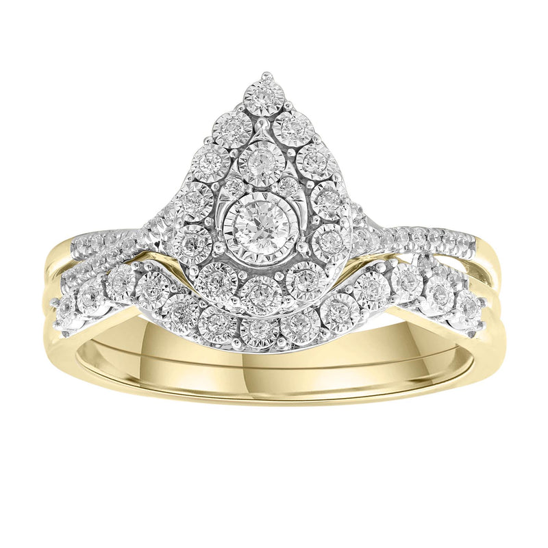 Engagement & Wedding Ring Set with 0.25ct Diamonds in 9K Yellow Gold