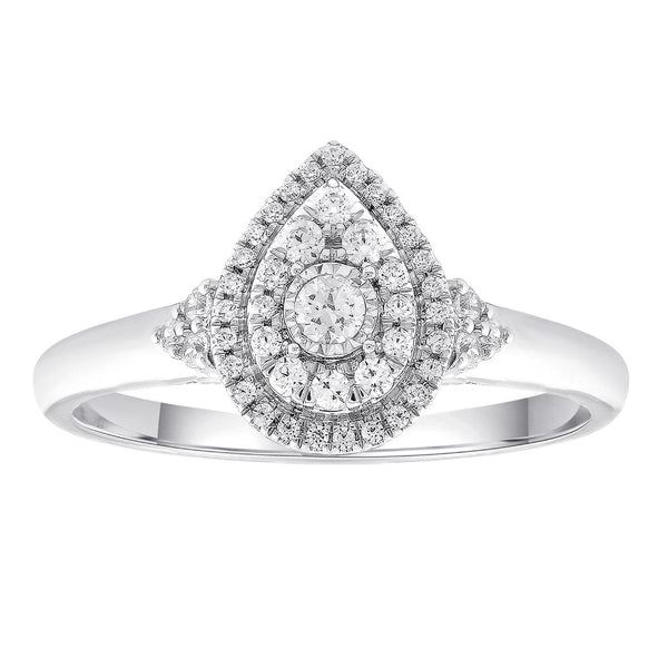 Pear Ring with 0.33ct Diamonds in 9K White Gold