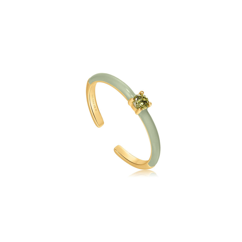Ania Haie Sage Enamel Gold Adjustable Ring