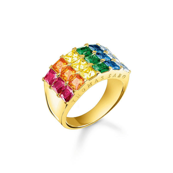 THOMAS SABO Ring colourful stones pavé gold