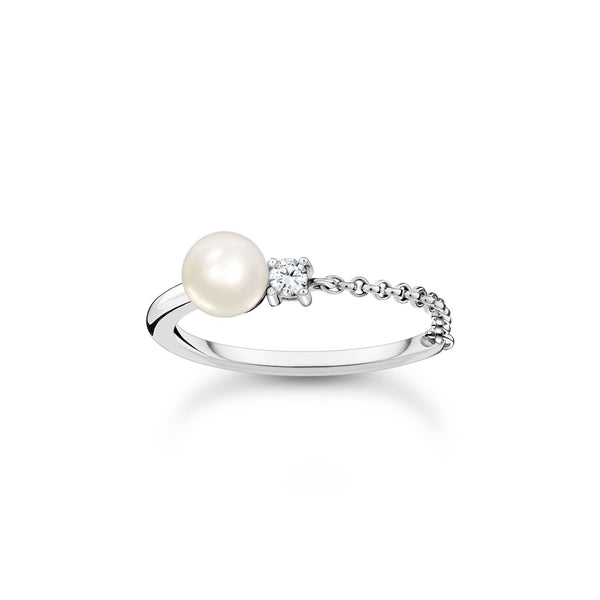 Thomas Sabo Ring pearl and white stone silver
