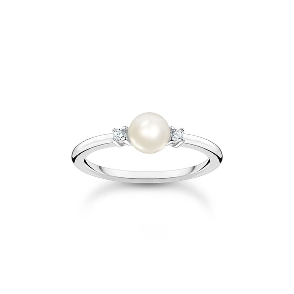 Thomas Sabo Ring pearl and white stones silver