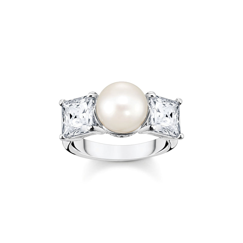 THOMAS SABO Ring pearls with white stones silver
