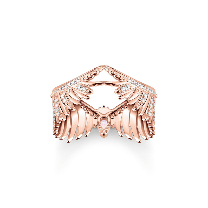 THOMAS SABO Ring phoenix wing with pink stones rose gold