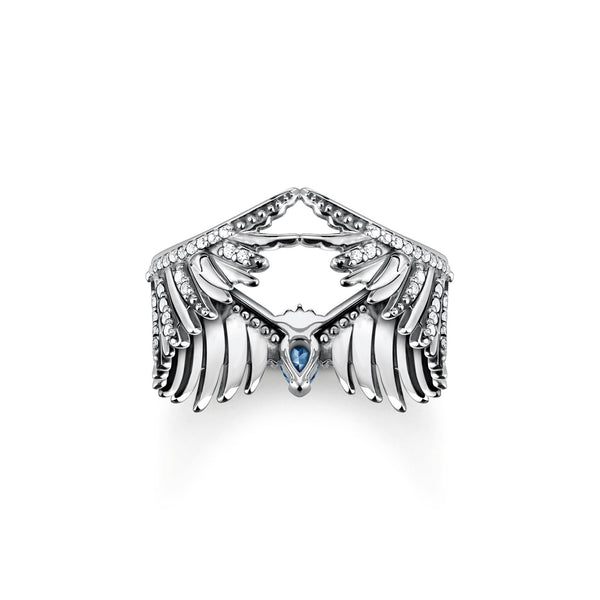 THOMAS SABO Ring phoenix wing with blue stones silver